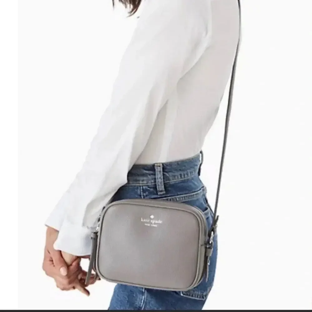 Kate Spade Gray Mulberry Street Pyper double zipper crossbody